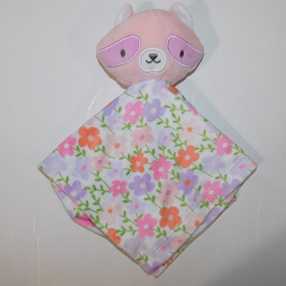 ITY by Ingenuity Pink Purple Floral Deni Raccoon Security Blanket Baby Lovey - Picture 9 of 9